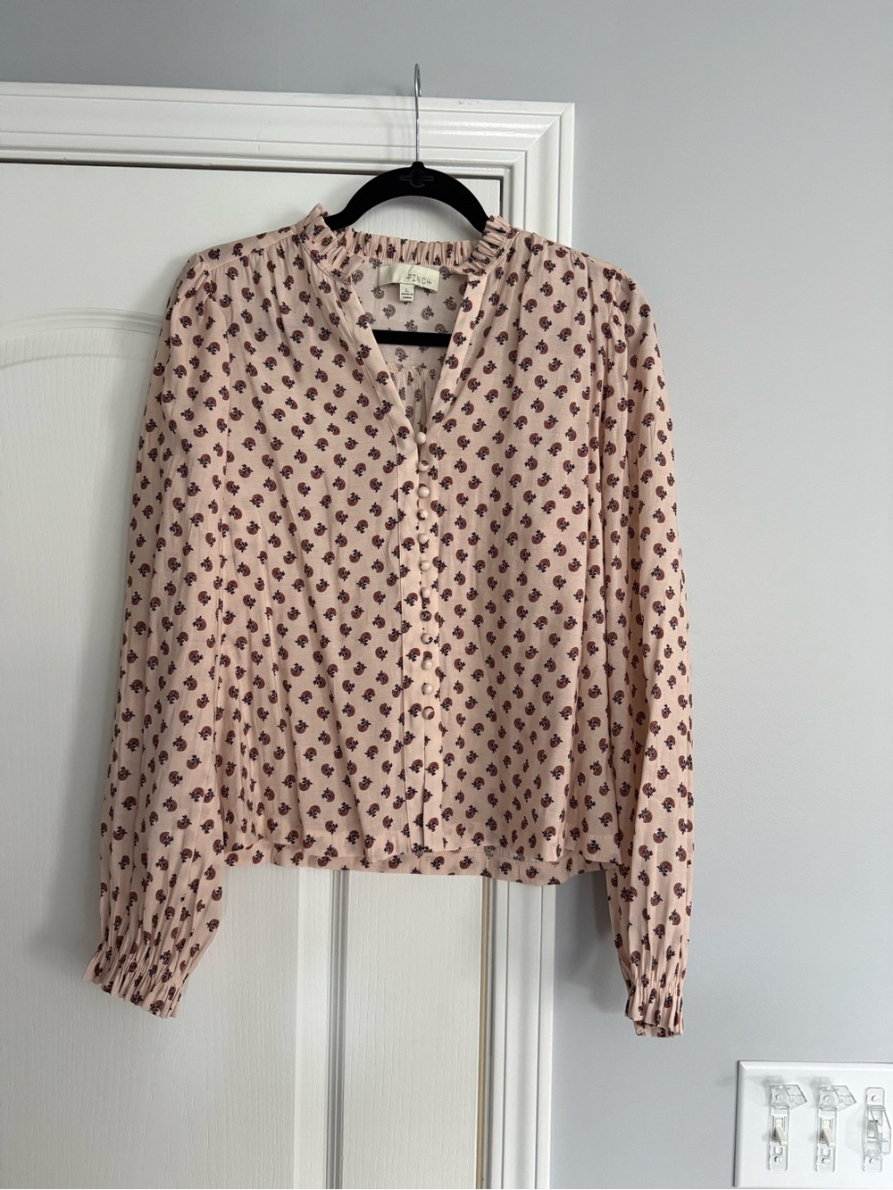 PINCH Womens Blush Pink Printed Button-Front Blouse